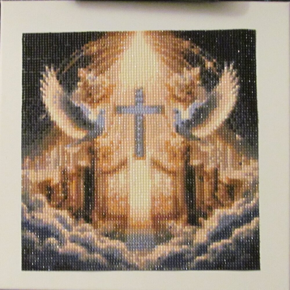 Cross with Dove Finished Diamond Art #12612025